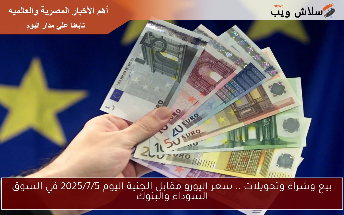 بيع وشراء وتحويلات .. سعر اليورو مقابل الجنية اليوم 2025/7/5 في السوق السوداء والبنوك