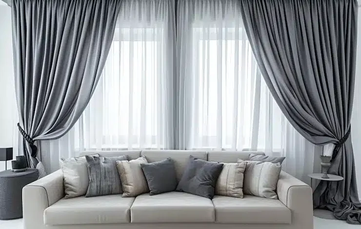gray curtains modern white home interior 961875 268078