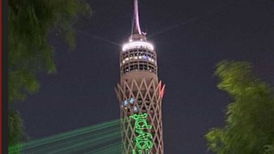 برج القاهرة يضئ بـ علم مصر احتفالًا بافتتاح المتحف المصري الكبير (صور)