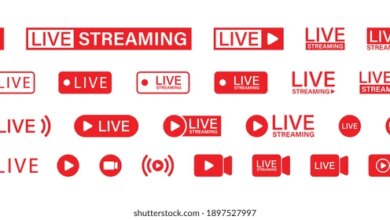 live streaming set red icons 260nw 1897527997