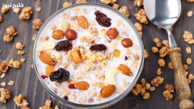 شوفان بالحليب والمكسرات 1